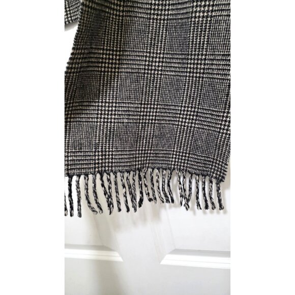 Polo Ralph Lauren 100%Lamd Wool Houndstooth Patterned Scarf Fringe Edges 12 x 55 - Picture 3 of 7